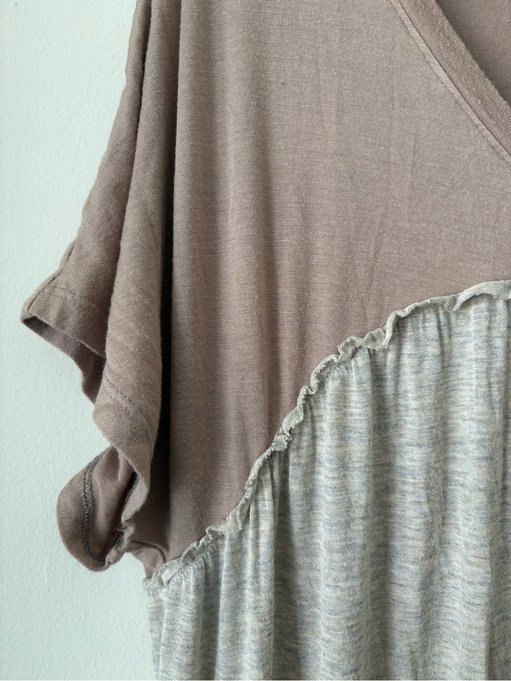 Two-Tone Taupe & Beige V-Neck Maxi Dress - Picture 3 of 5